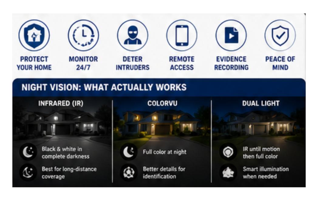 Night vision CCTV camera footage driveway